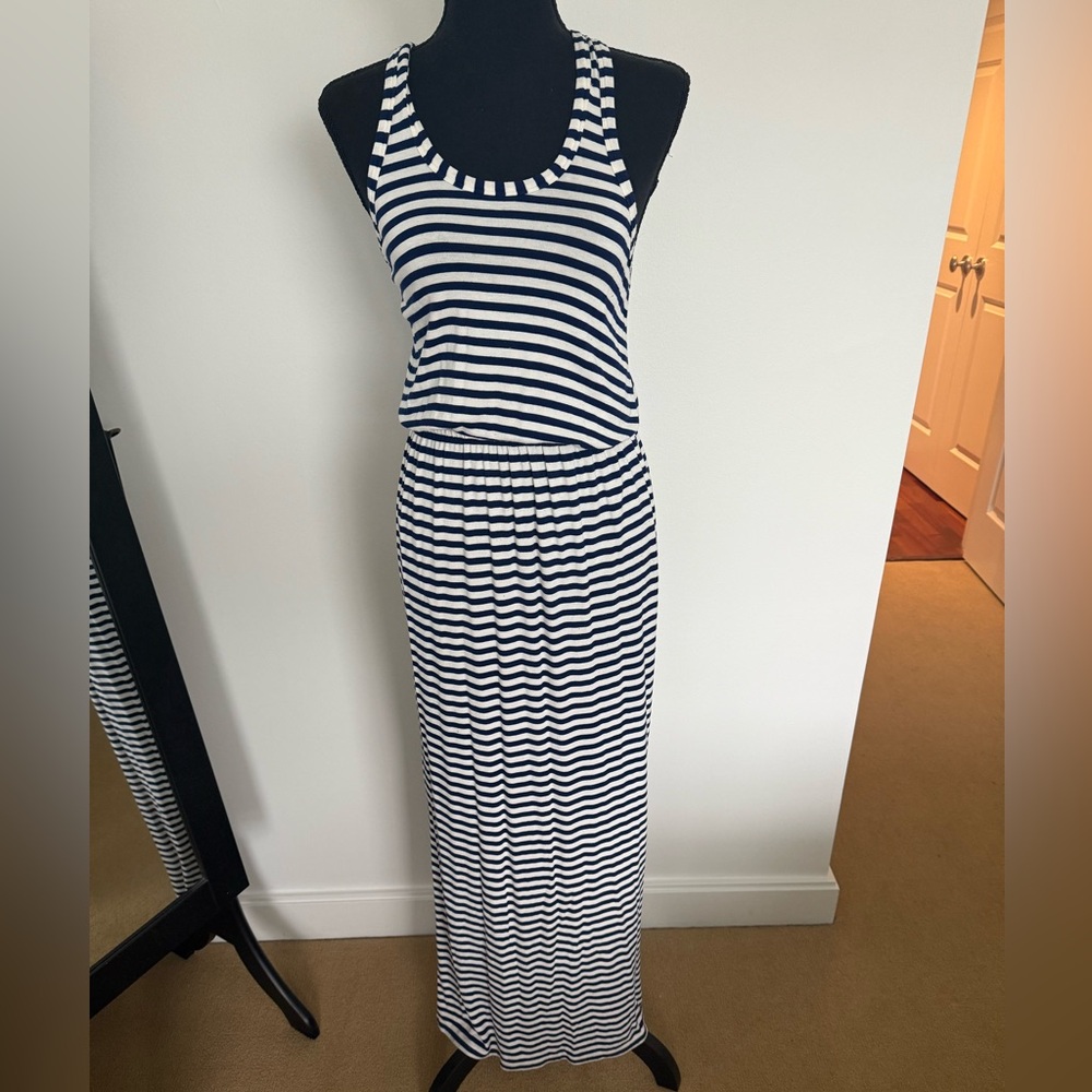 J. Crew Navy and White Striped Maxi Dress
